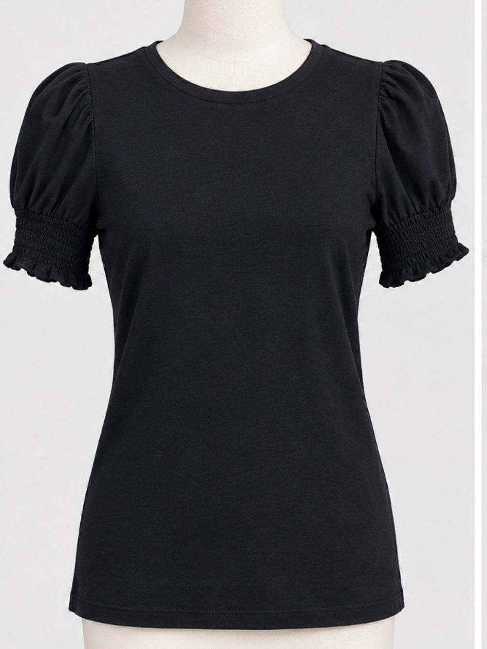 GAP Black Puff Sleeve Tee with Smocked Cuffs